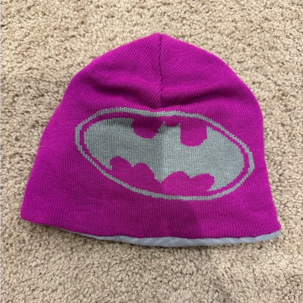 Kids Under Armour Batman Logo Beanie - Purple and Gray
